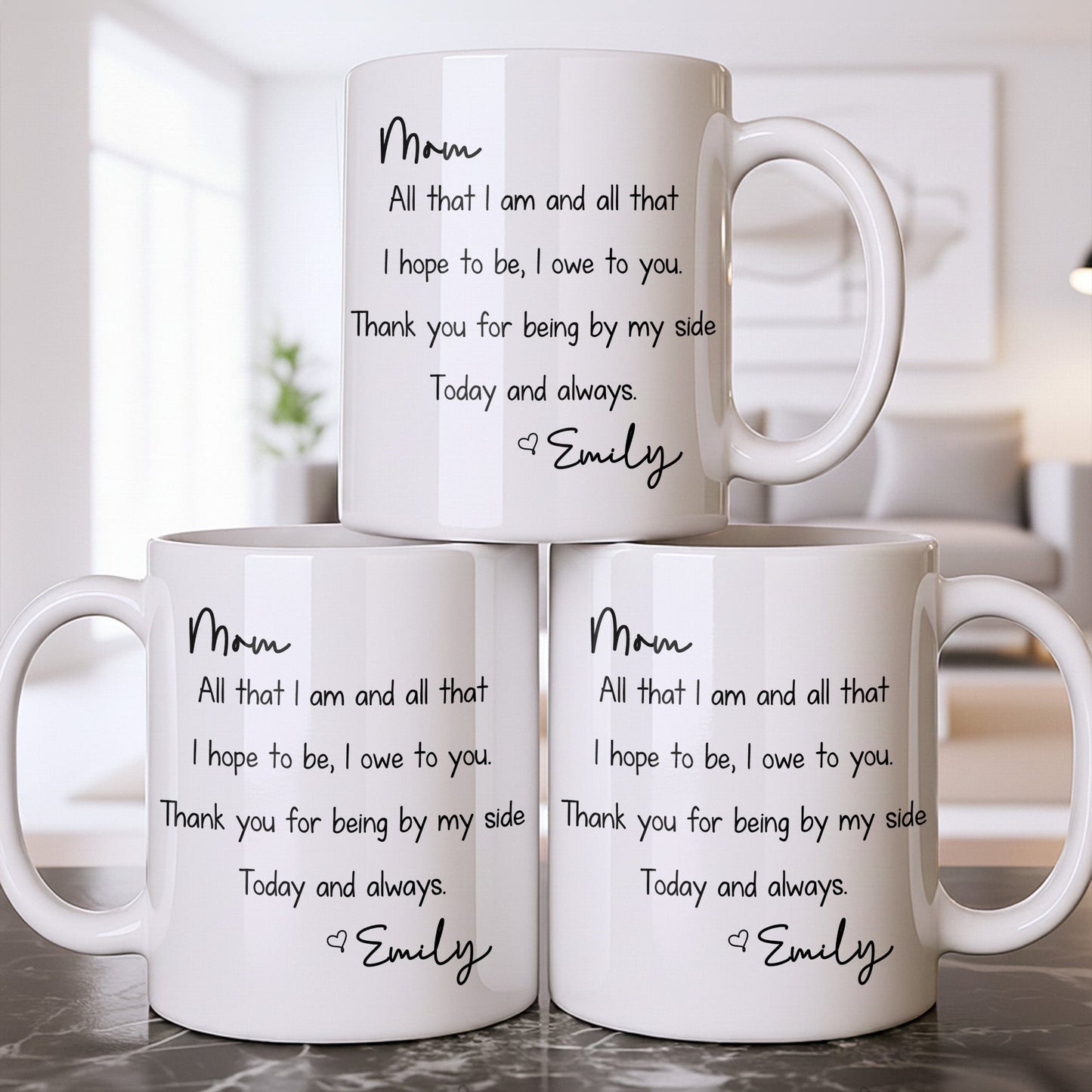 Mom, All That I Am And All That I Hope To Be - Personalized Custom Coffee Mug - MOM149_MG