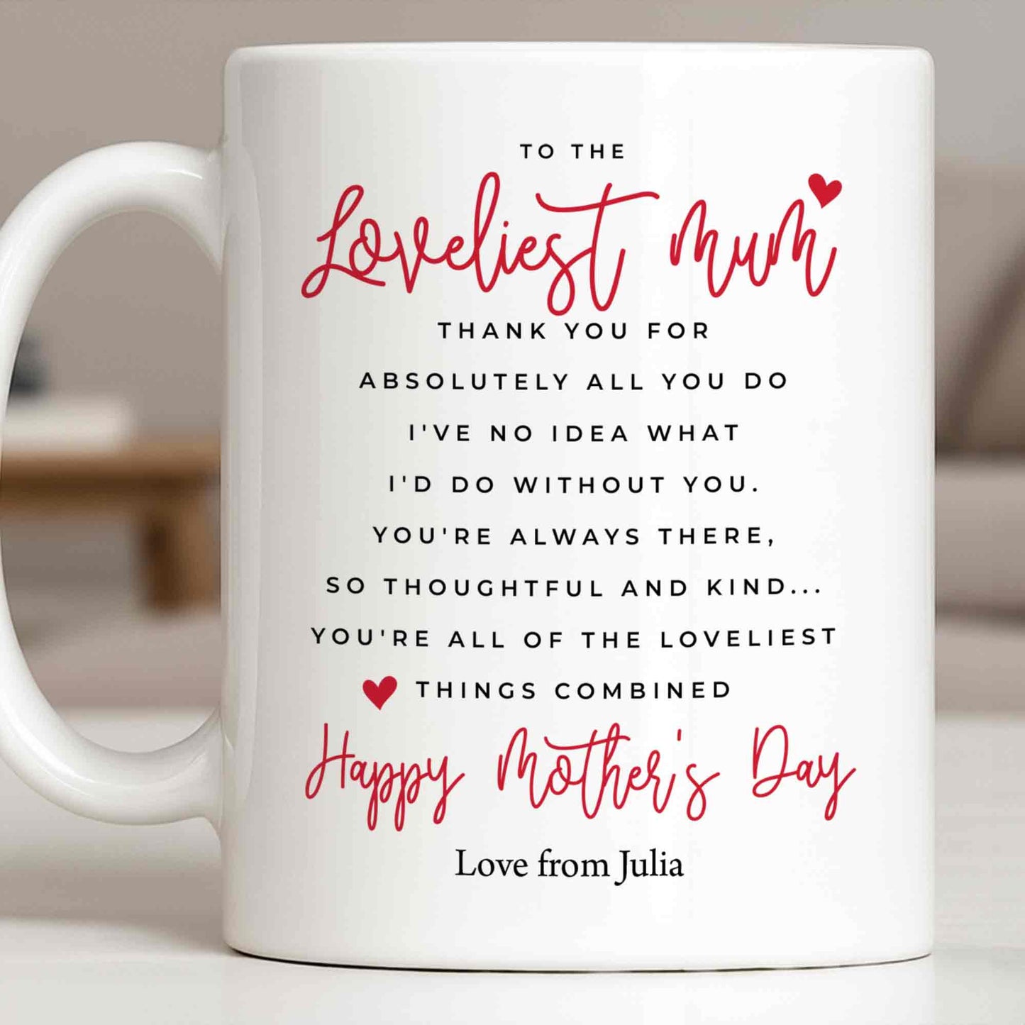 To The Loveliest Mum With Hearts - Personalized Custom Coffee Mug - MOM154_MG
