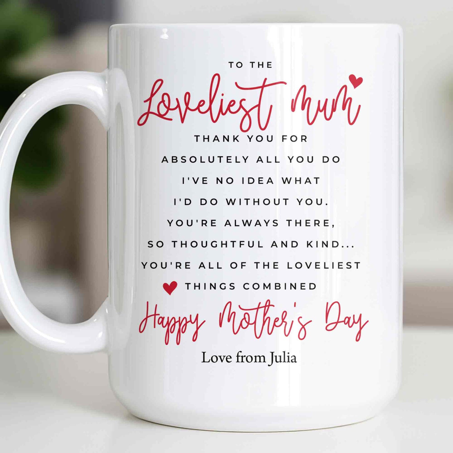 To The Loveliest Mum With Hearts - Personalized Custom Coffee Mug - MOM154_MG