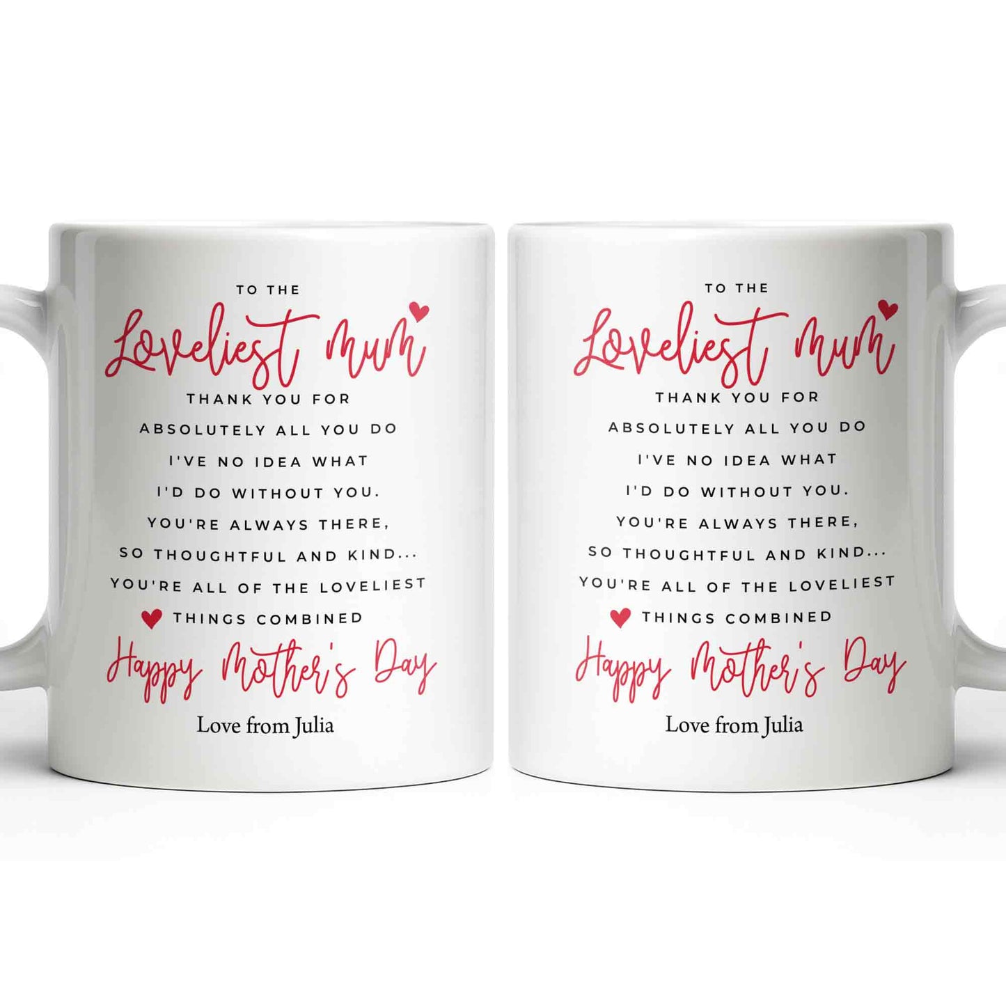 To The Loveliest Mum With Hearts - Personalized Custom Coffee Mug - MOM154_MG