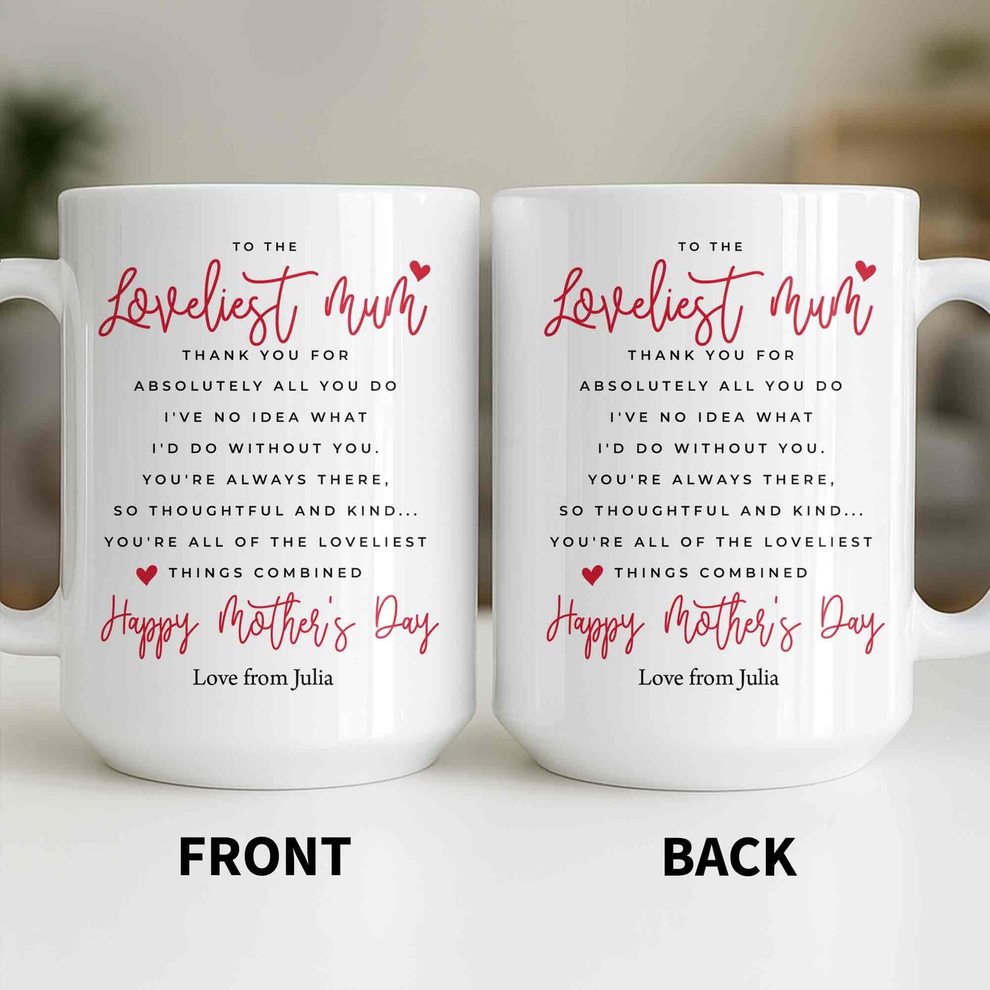 To The Loveliest Mum With Hearts - Personalized Custom Coffee Mug - MOM154_MG