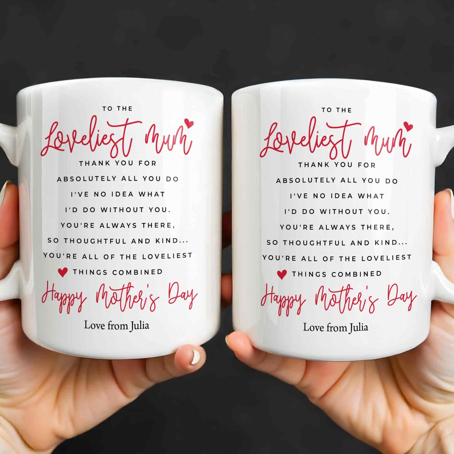 To The Loveliest Mum With Hearts - Personalized Custom Coffee Mug - MOM154_MG