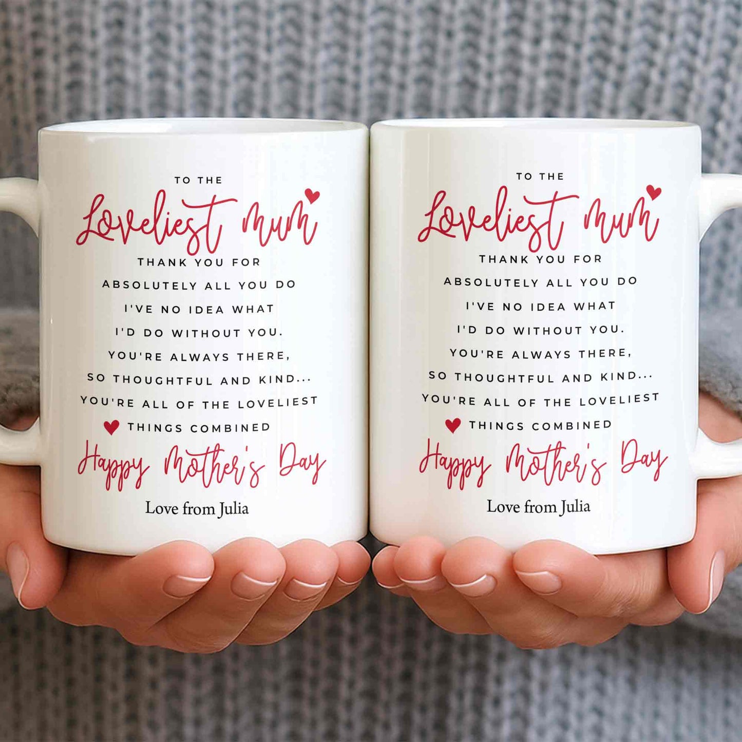 To The Loveliest Mum With Hearts - Personalized Custom Coffee Mug - MOM154_MG