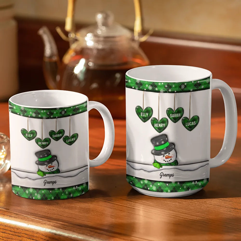 Papa Nana Snowman Christmas Grandparents - 3D Inflated Effect Printed Mug, Personalized White Edge-to-Edge Mug