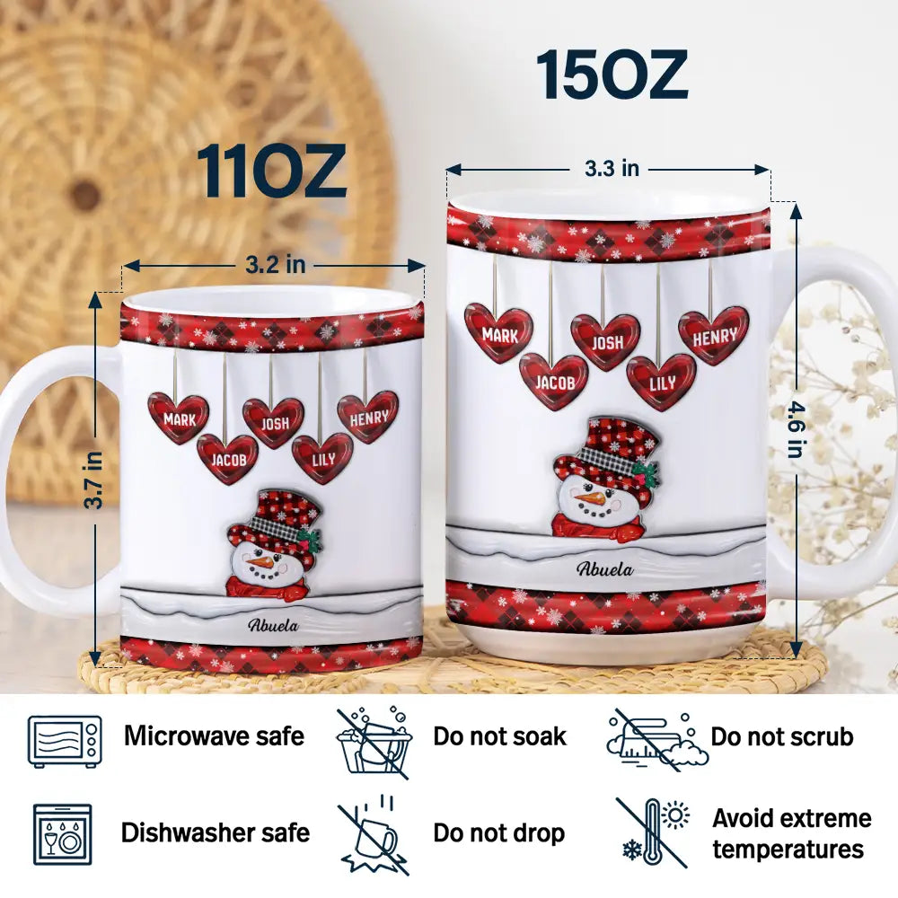 Papa Nana Snowman Christmas Grandparents - 3D Inflated Effect Printed Mug, Personalized White Edge-to-Edge Mug