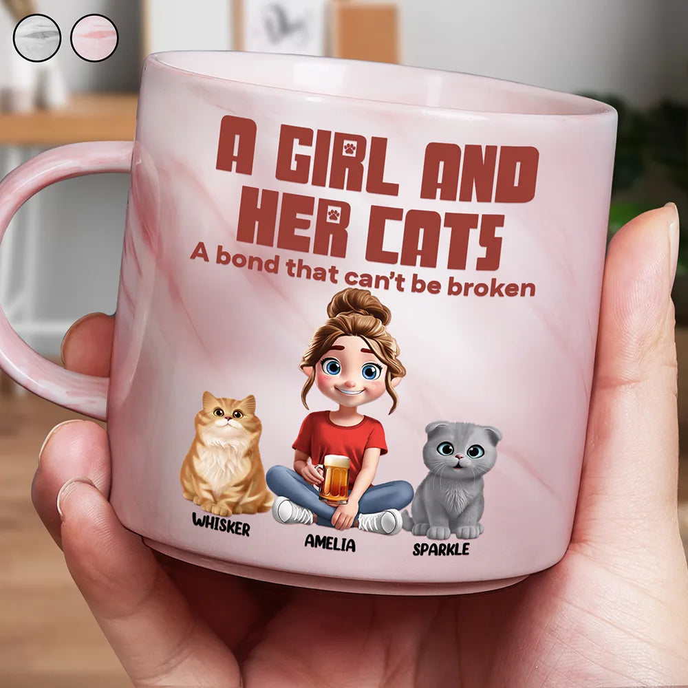 A Bond That Can't Be Broken Cat Mom Cat Dad - Personalized Marble Mug