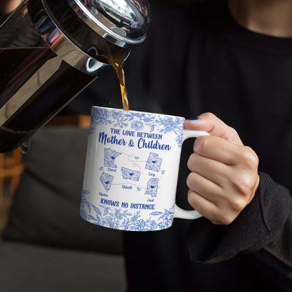 The Love Between Mother & Daughter Knows No Distance Toile - Personalized White Edge-to-Edge Mug