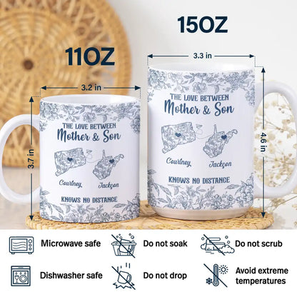 The Love Between Mother & Daughter Knows No Distance Toile - Personalized White Edge-to-Edge Mug