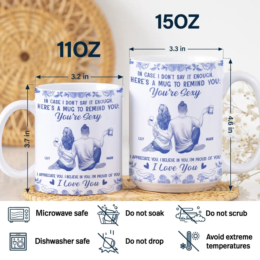 In Case I Don't Say It Enough Couples Toile - Personalized White Edge-to-Edge Mug