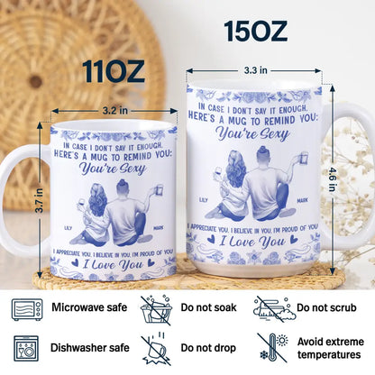 In Case I Don't Say It Enough Couples Toile - Personalized White Edge-to-Edge Mug