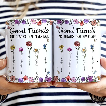 Best Friends It's Not What We Have In Life Birth Flower - Personalized White Edge-to-Edge Mug