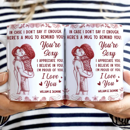 In Case I Don't Say It Enough Kising Couples Toile - Personalized White Edge-to-Edge Mug