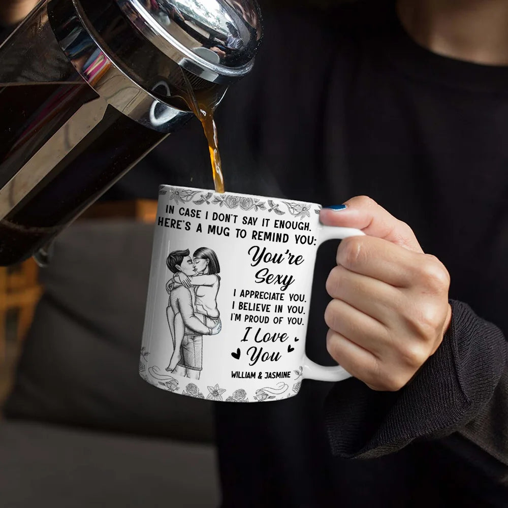 In Case I Don't Say It Enough Kising Couples Toile - Personalized White Edge-to-Edge Mug