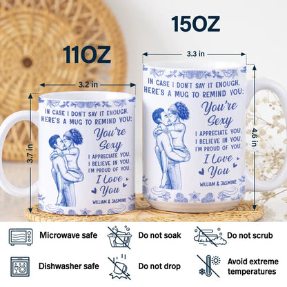In Case I Don't Say It Enough Kising Couples Toile - Personalized White Edge-to-Edge Mug