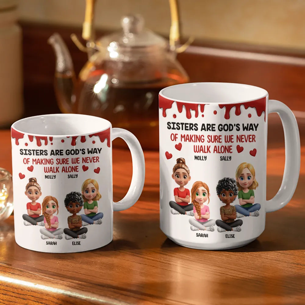 A Friend Is God's Way Of Making Sure We Never Walk Alone 3D Effect - Personalized White Edge-to-Edge Mug