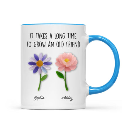 It Takes a Long Time to Grow an Old Friend, Custom Birth Month Flower - Personalized Mug - Christmas Gift for Best Friends