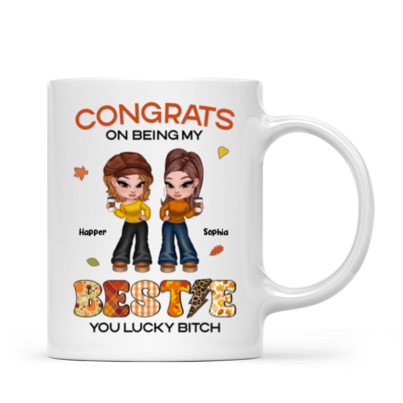 Congrats On Being My Bestie Sister Fall Season Y2K Style Personalized Mug