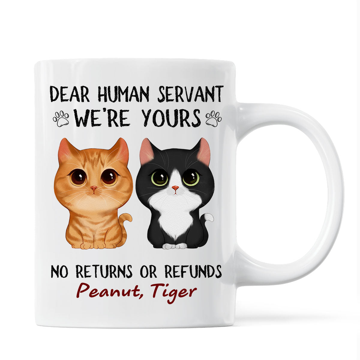 Dear Human Servant We're Yours Watercolor Cute Cat Personalized Mug