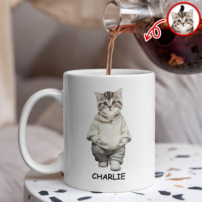 Custom Photo And Name Cat White Mug For Cat Pet Lovers HA75 897598