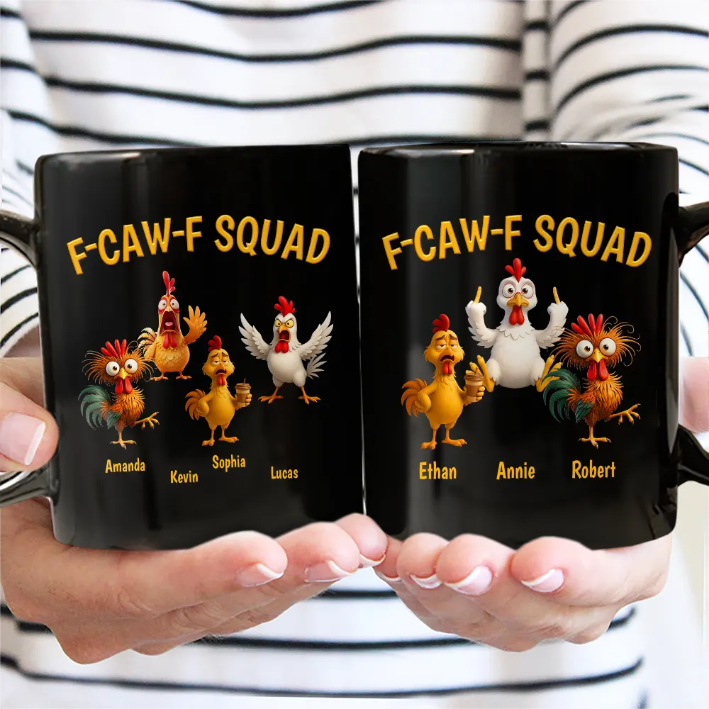 3D Effect Funny Chickens F-CAW-F Squad - Personalized Mug