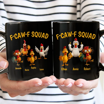 3D Effect Funny Chickens F-CAW-F Squad - Personalized Mug