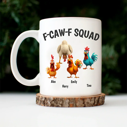3D Effect Funny Chickens F-CAW-F Squad - Personalized Mug