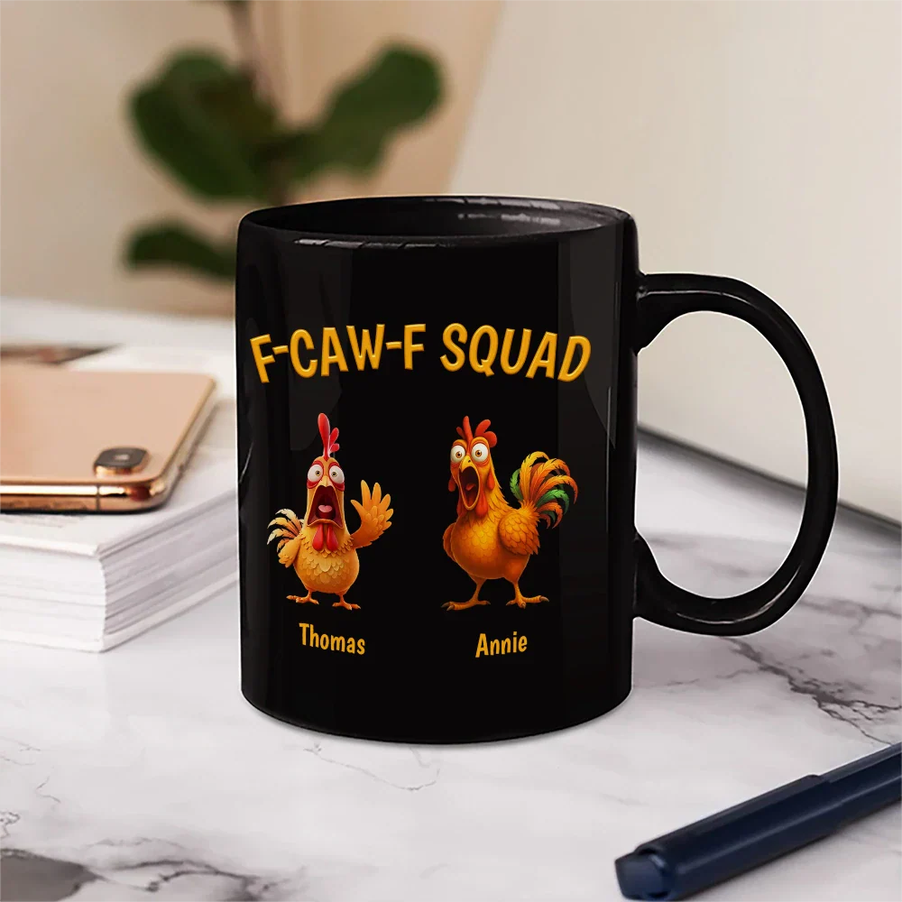 3D Effect Funny Chickens F-CAW-F Squad - Personalized Mug