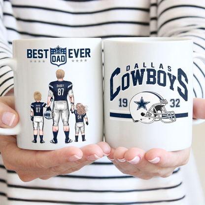 Best Dad Ever Vintage - Personalized Mug - Gifts For American Football Lover | TM12 HN02