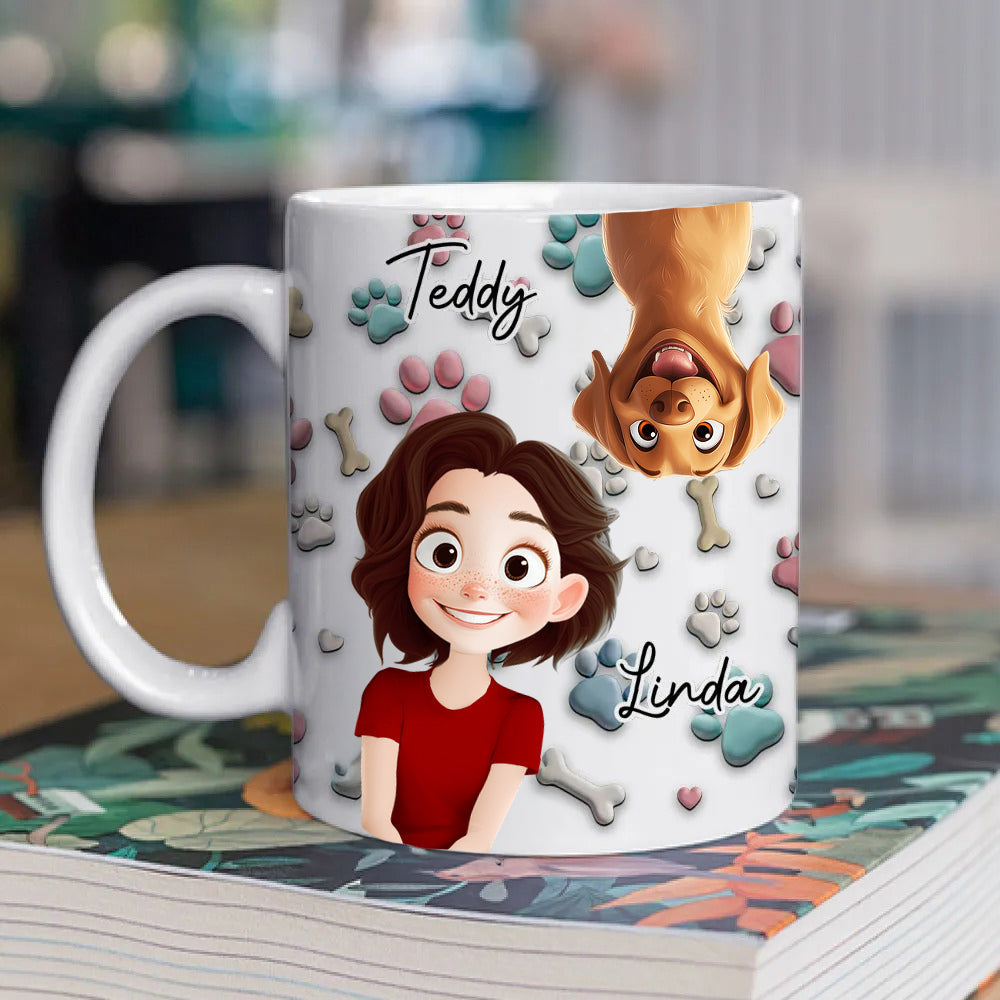 Lovely Dog And Human Cartoon - Personalized Mug - Gift for Pet Owners, Dog Lovers, Dog Mom | CLP15.V3 HH01