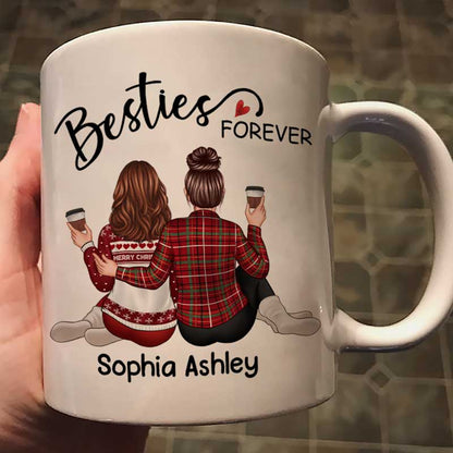 Embracing Back View Besties Sisters Forever Personalized Mug