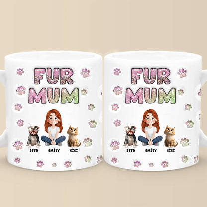 Cartoon Pet Fur Mom Lovely Chibi - Personalized 3D Inflated Effect Ceramic Mug - Gift For Pet Lovers | CLP15 NA94