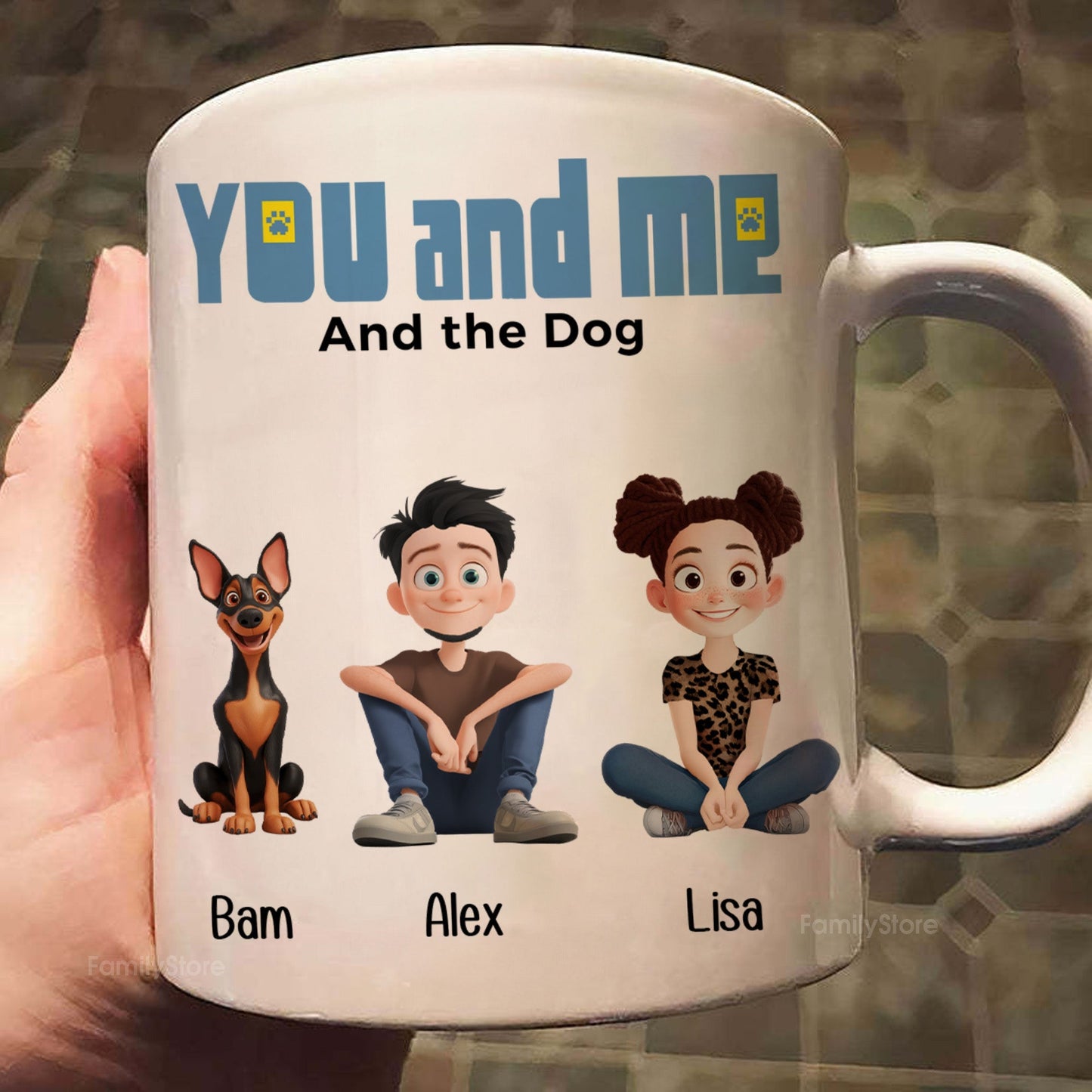 You And Me For Dog Parents Cartoon Pet - Personalized Mug - Gift for Pet Owners, Dog Lovers, Dog Dad, Dog Mom | CLP15 NH96