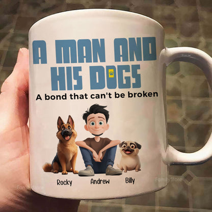 A Man And His Dogs Cartoon Pet - Personalized Mug - Gift for Pet Owners, Pet Lovers, Dog Dad | CLP15 NH96