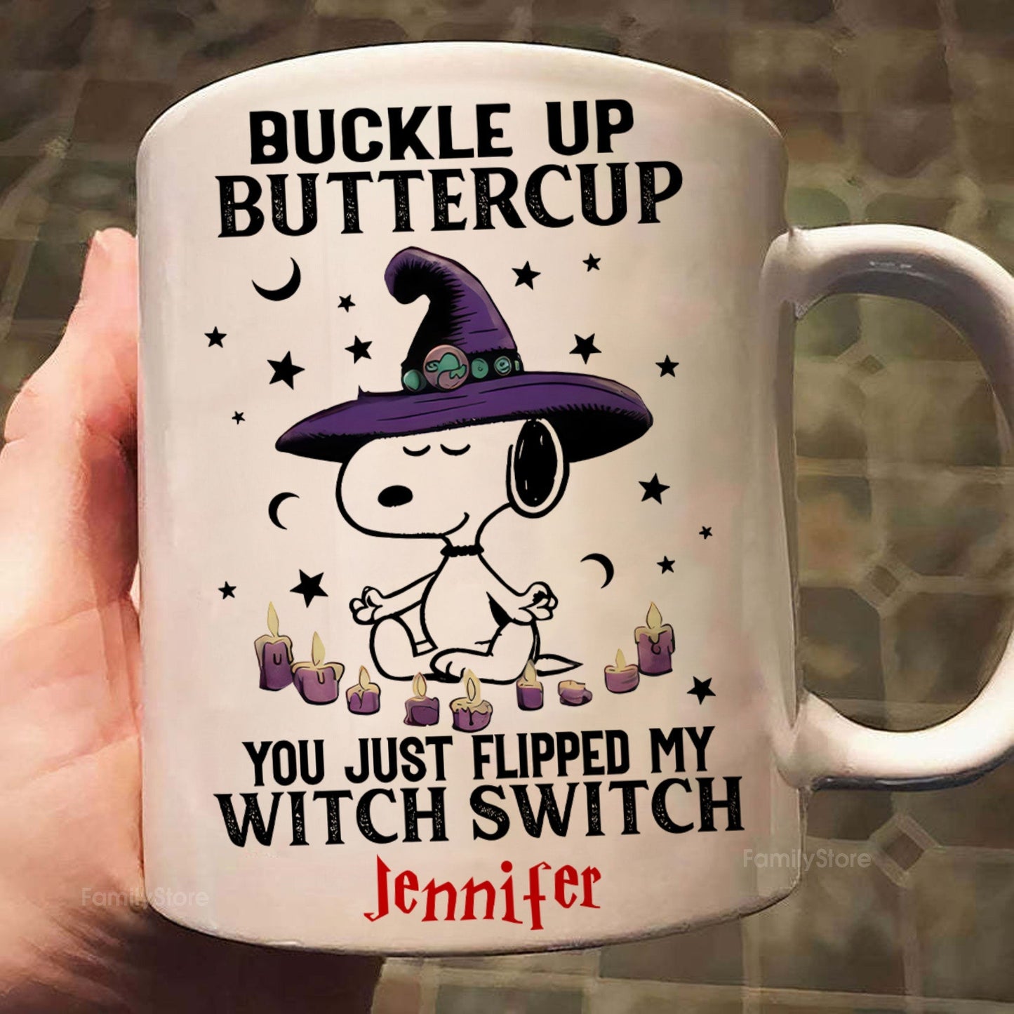 Buckle Up Buttercup You Just Flipped My Witch Switch - Personalized White Ceramic Mug - Halloween Gift For Penu Fan, Family HH01