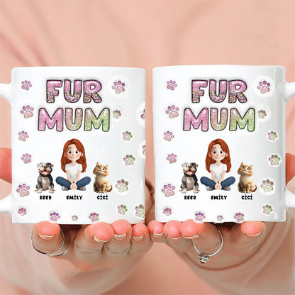 Cartoon Pet Fur Mom Lovely Chibi - Personalized 3D Inflated Effect Ceramic Mug - Gift For Pet Lovers | CLP15 NA94