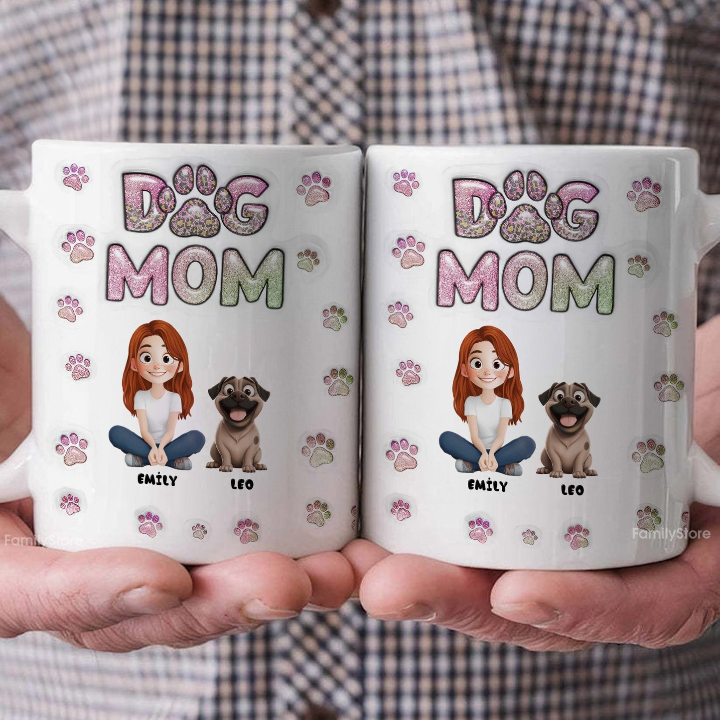 Cartoon Dog Mom Lovely Chibi - Personalized 3D Inflated Effect Ceramic Mug - Gift For Dog Lovers | CLP15 NA94