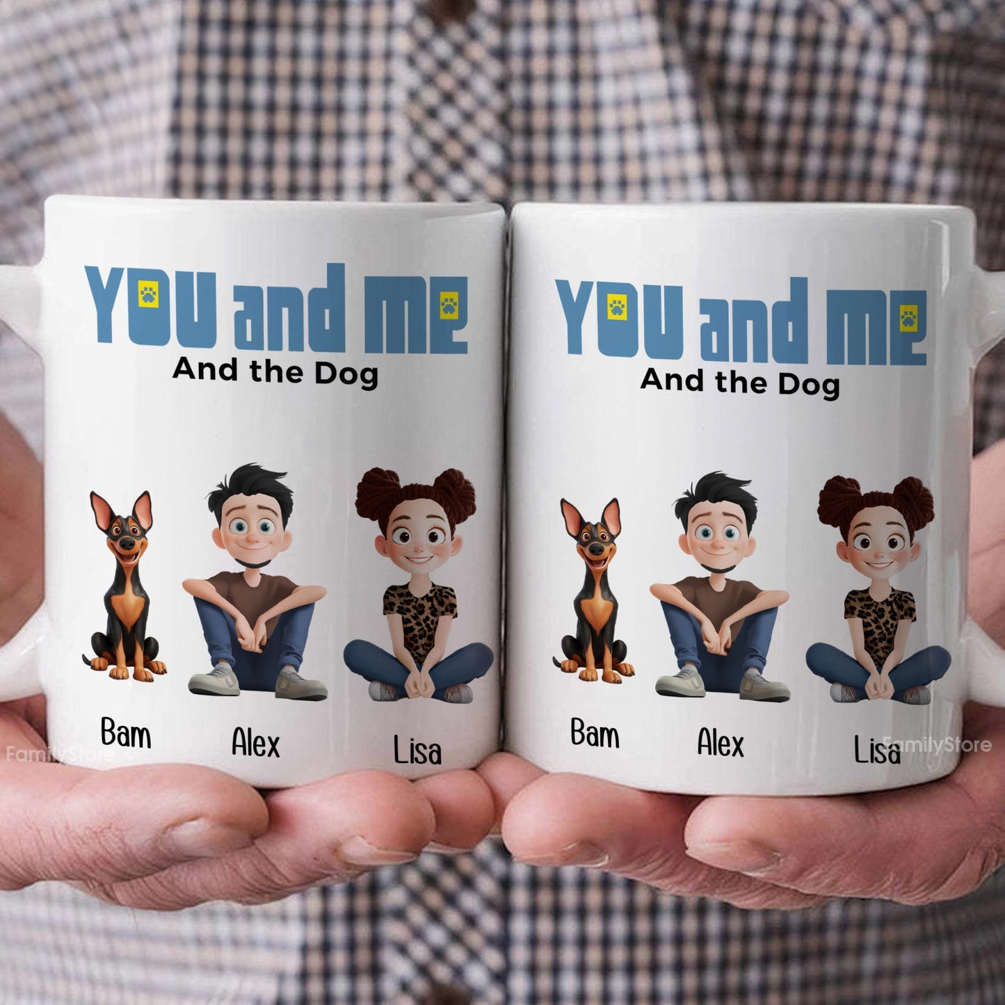 You And Me For Dog Parents Cartoon Pet - Personalized Mug - Gift for Pet Owners, Dog Lovers, Dog Dad, Dog Mom | CLP15 NH96