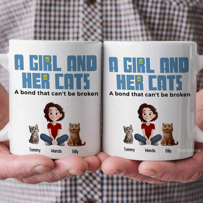 A Girl And Her Cats Cartoon Pet - Personalized Mug - Gift for Pet Owners, Pet Lovers, Cat Mom | CLP15 NH96