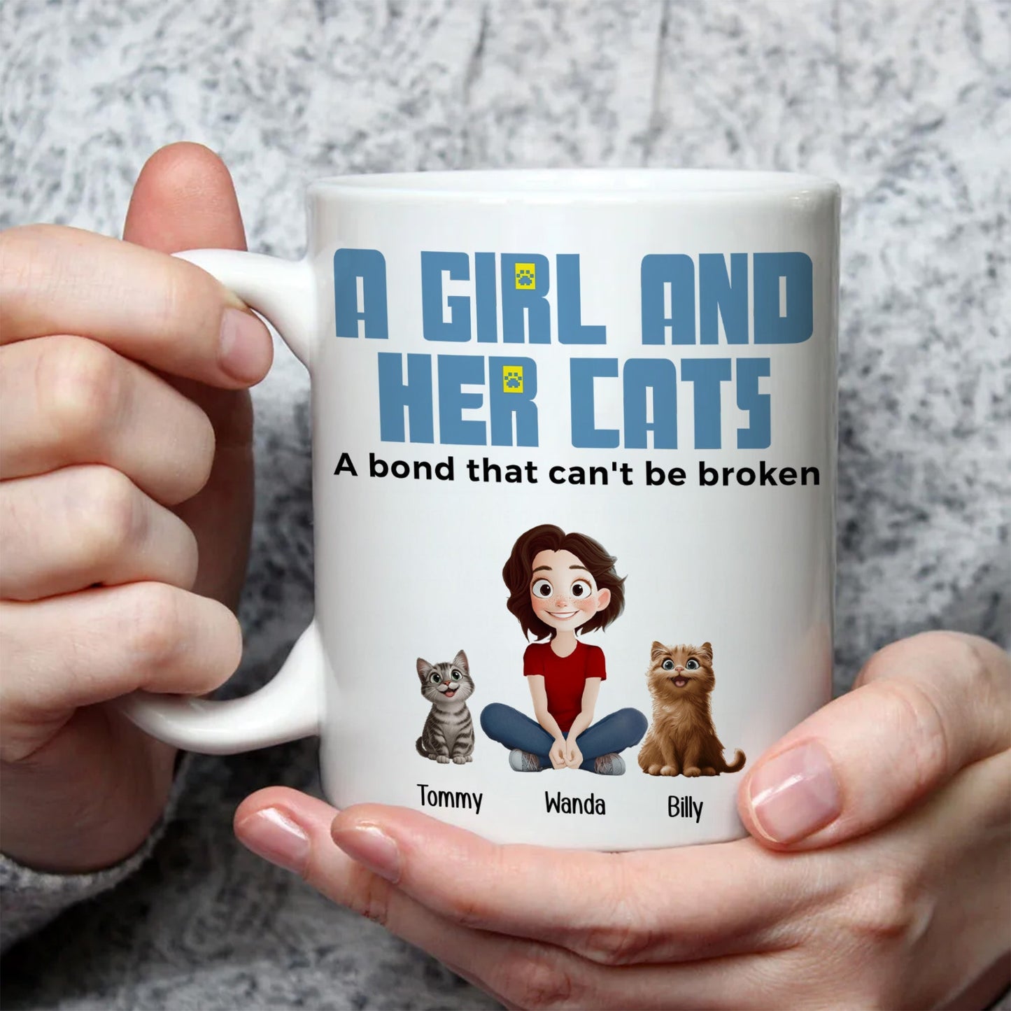 A Girl And Her Cats Cartoon Pet - Personalized Mug - Gift for Pet Owners, Pet Lovers, Cat Mom | CLP15 NH96