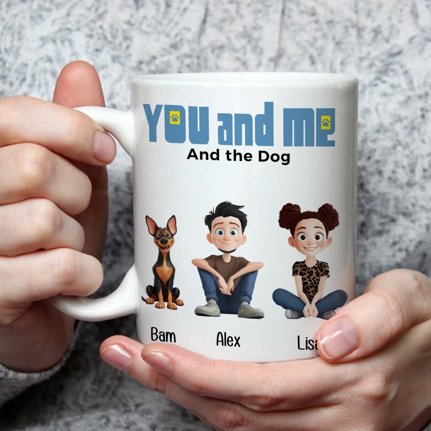 You And Me For Dog Parents Cartoon Pet - Personalized Mug - Gift for Pet Owners, Dog Lovers, Dog Dad, Dog Mom | CLP15 NH96