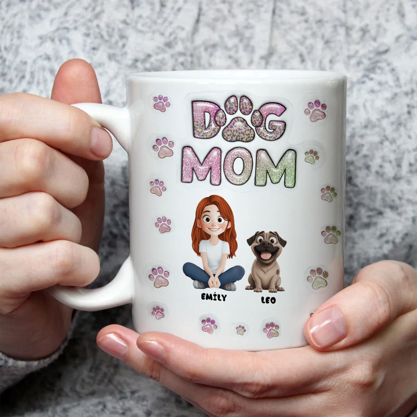 Cartoon Dog Mom Lovely Chibi - Personalized 3D Inflated Effect Ceramic Mug - Gift For Dog Lovers | CLP15 NA94
