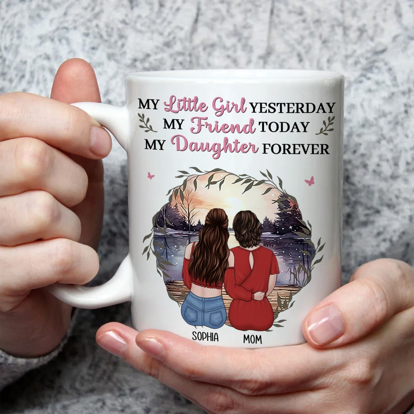 Mother & Daughter My Friend Today My Daughter Forever - Personalized Ceramic Mug - Gift For Mom, Grandma, Mother's Day | GR24 NA94