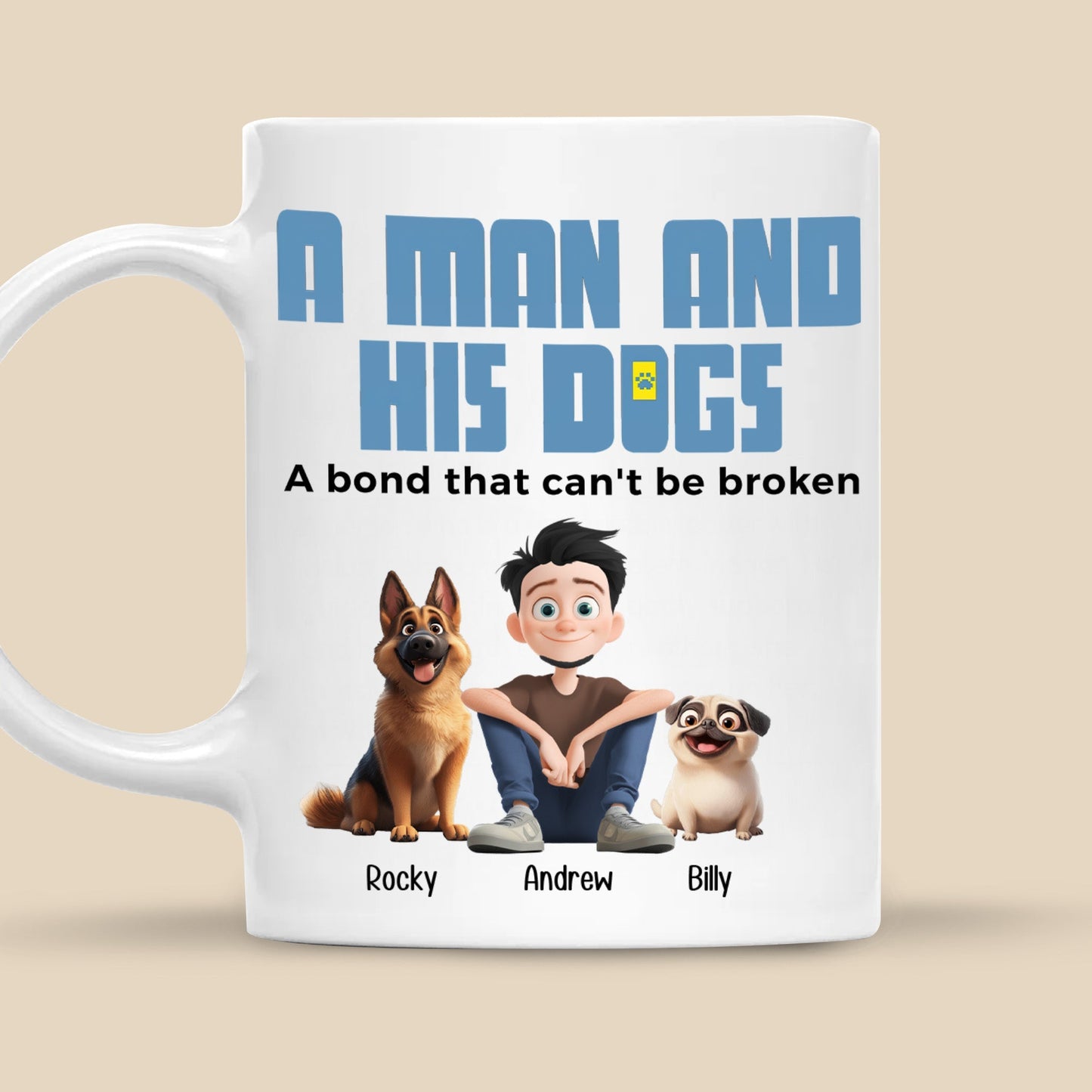 A Man And His Dogs Cartoon Pet - Personalized Mug - Gift for Pet Owners, Pet Lovers, Dog Dad | CLP15 NH96