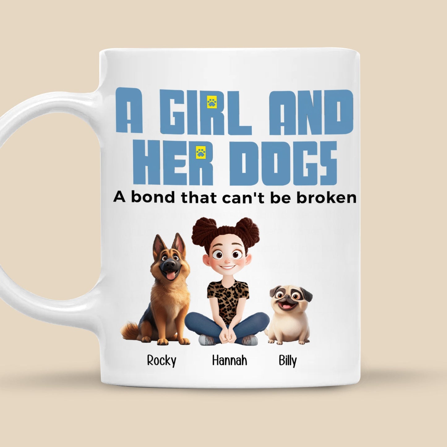 A Girl & Her Dogs Has Unbreakable Bond Cartoon Pet - Personalized Mug - Gift for Pet Owners, Pet Lovers, Dog Mom | CLP15 NH96