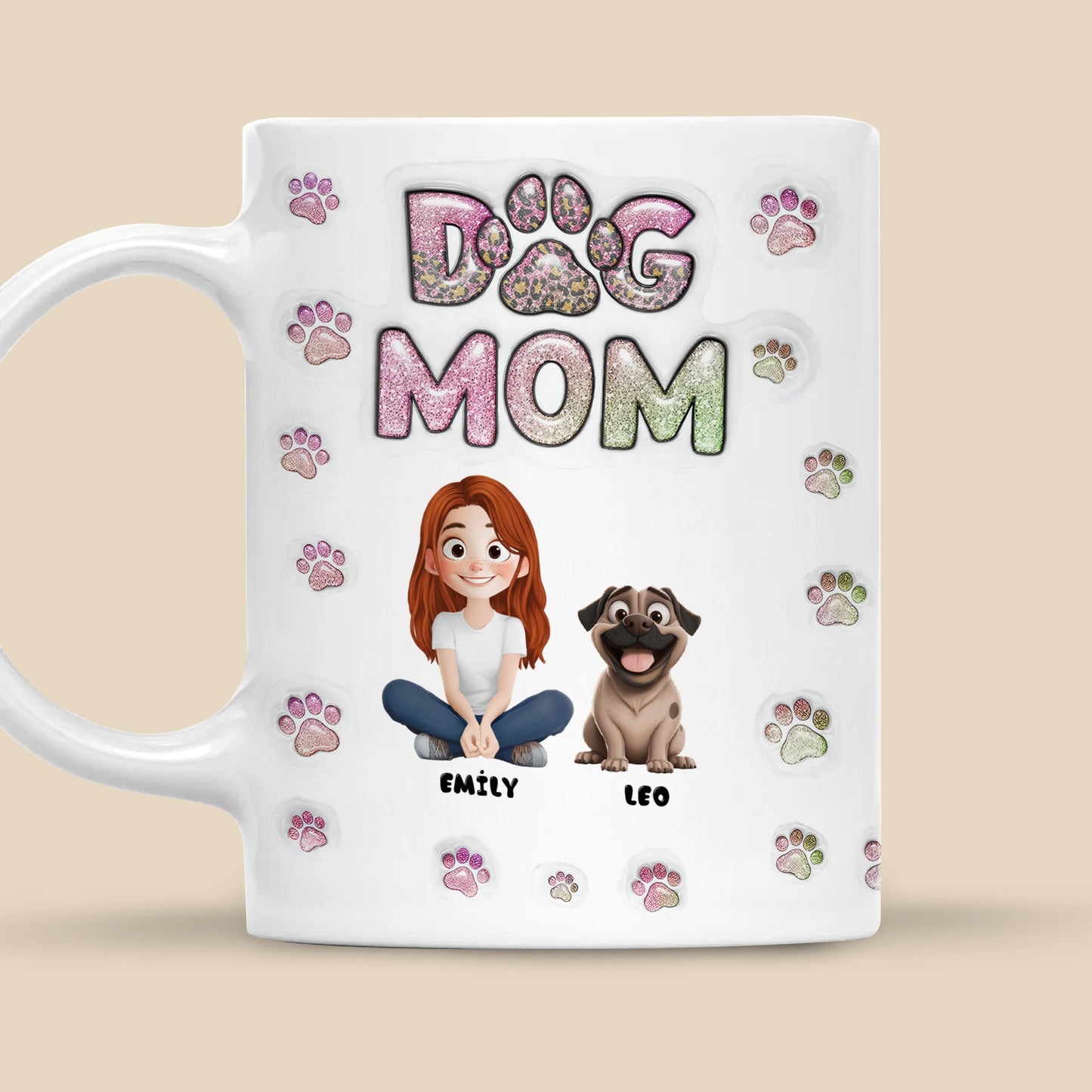 Cartoon Dog Mom Lovely Chibi - Personalized 3D Inflated Effect Ceramic Mug - Gift For Dog Lovers | CLP15 NA94