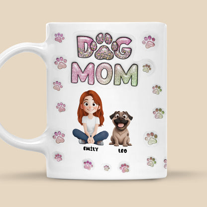Cartoon Dog Mom Lovely Chibi - Personalized 3D Inflated Effect Ceramic Mug - Gift For Dog Lovers | CLP15 NA94