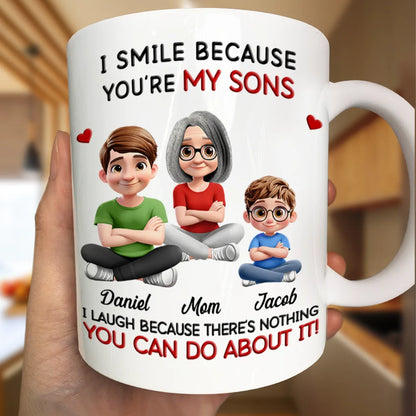 Mom Grandma I Smile Because You Are My Daughters Sons Grandkids - Personalized Mug