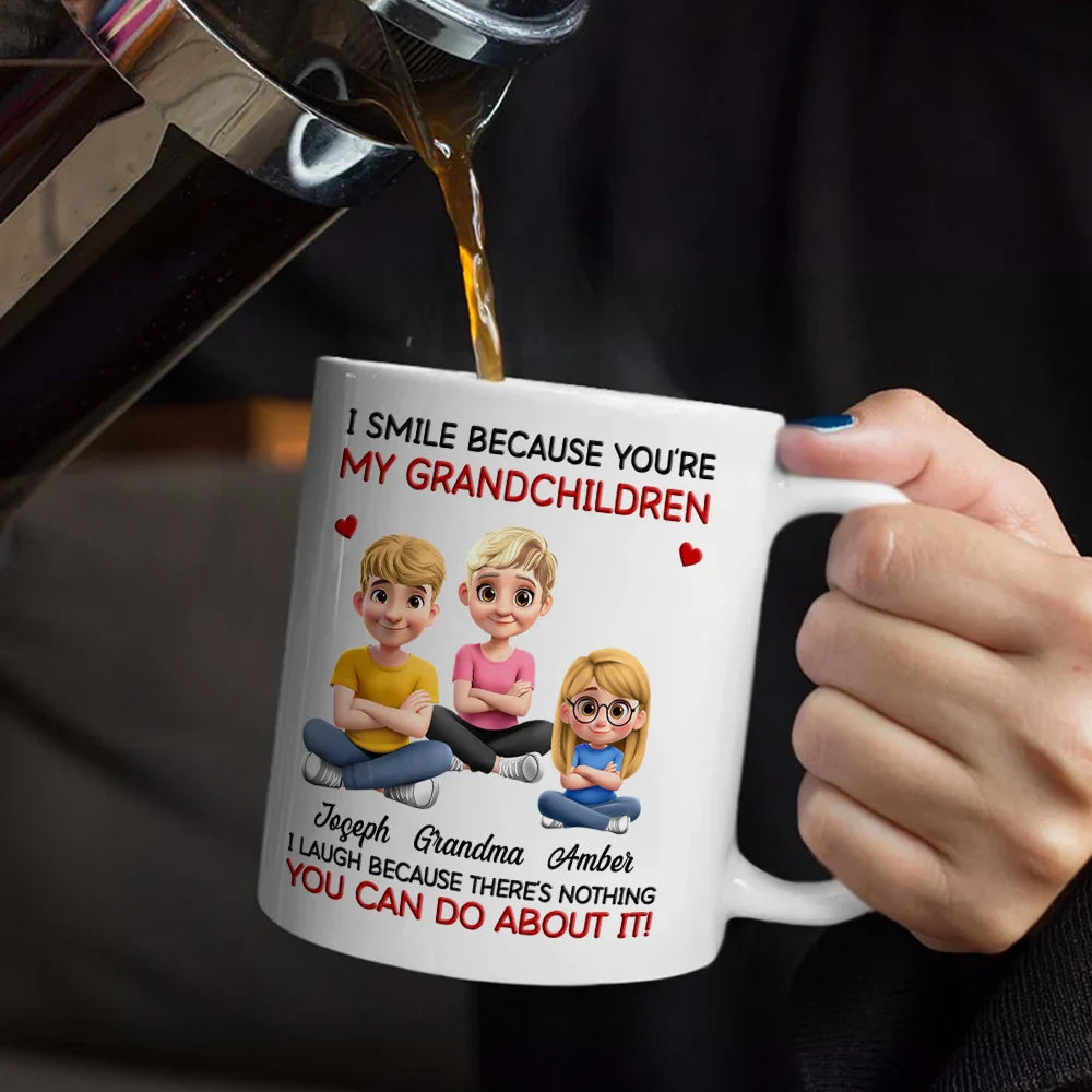 Mom Grandma I Smile Because You Are My Daughters Sons Grandkids - Personalized Mug