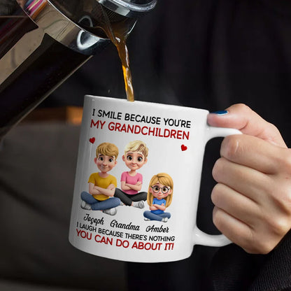 Mom Grandma I Smile Because You Are My Daughters Sons Grandkids - Personalized Mug