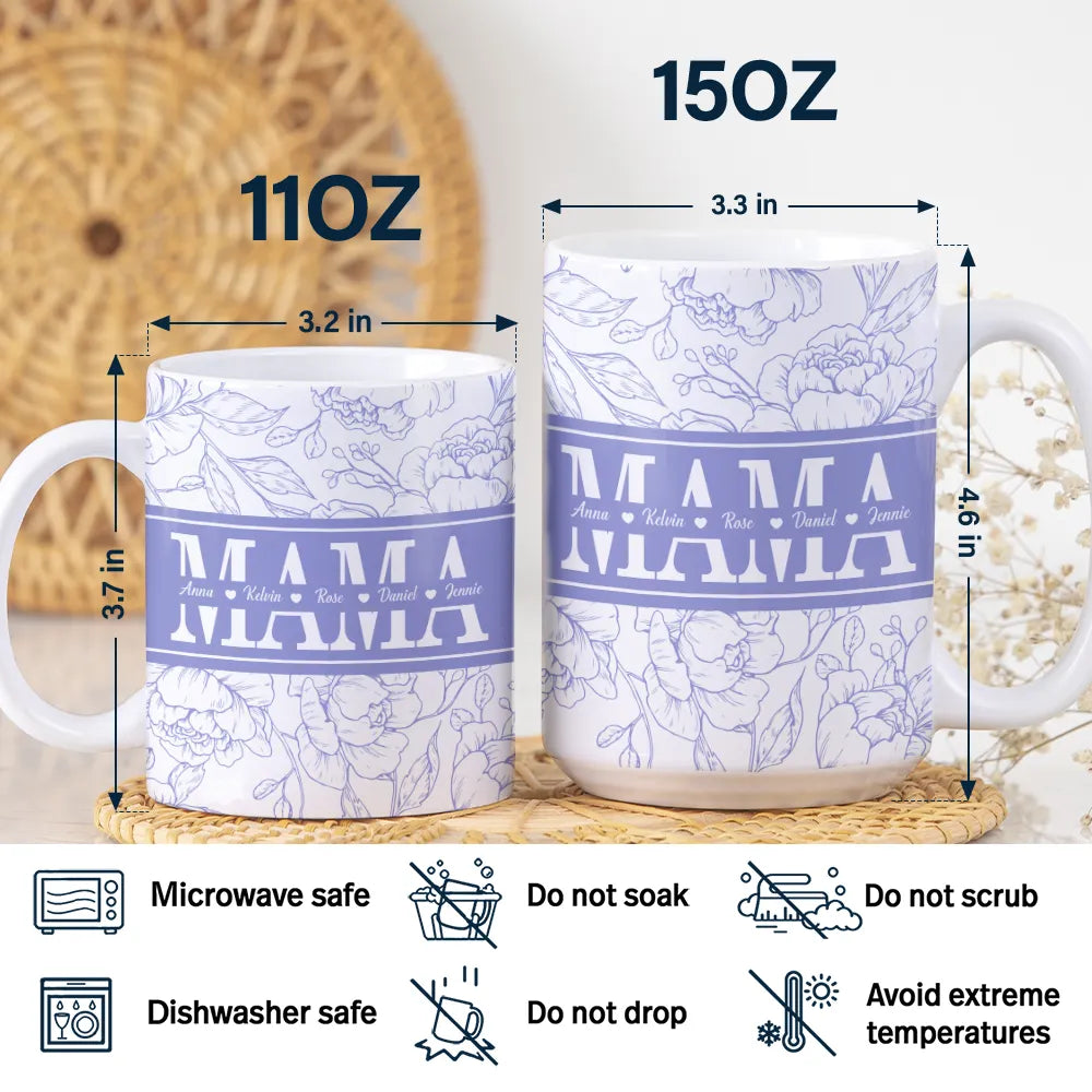Mom Grandma Nana - Personalized White Edge-to-Edge Mug